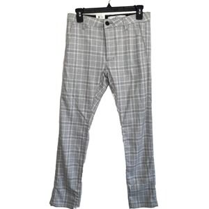 Topman Pants Mens 34x28 Grey Plaid Stretch Skinny Fit Preppy Academia New D18